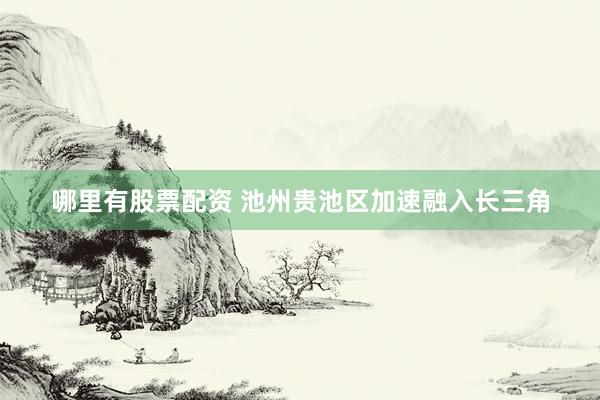 哪里有股票配资 池州贵池区加速融入长三角