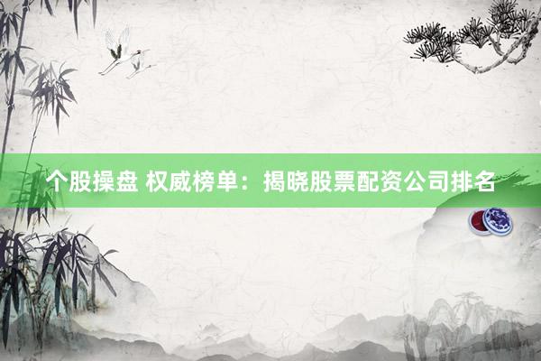 个股操盘 权威榜单：揭晓股票配资公司排名